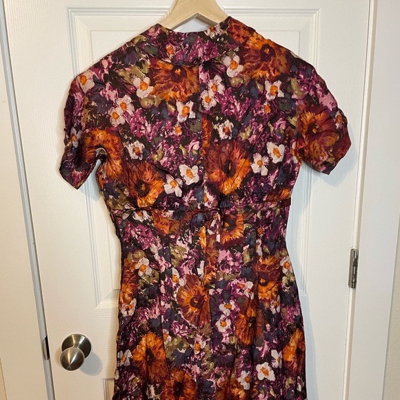 VTG 50s/60s floral dress in warm tones sz M - Picture 6 of 12